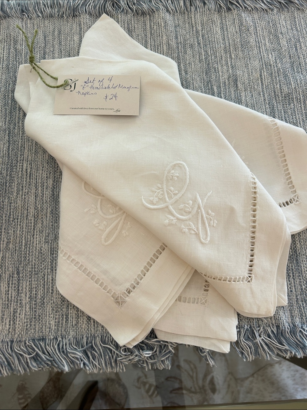 Hemstitched Monogram G Napkins